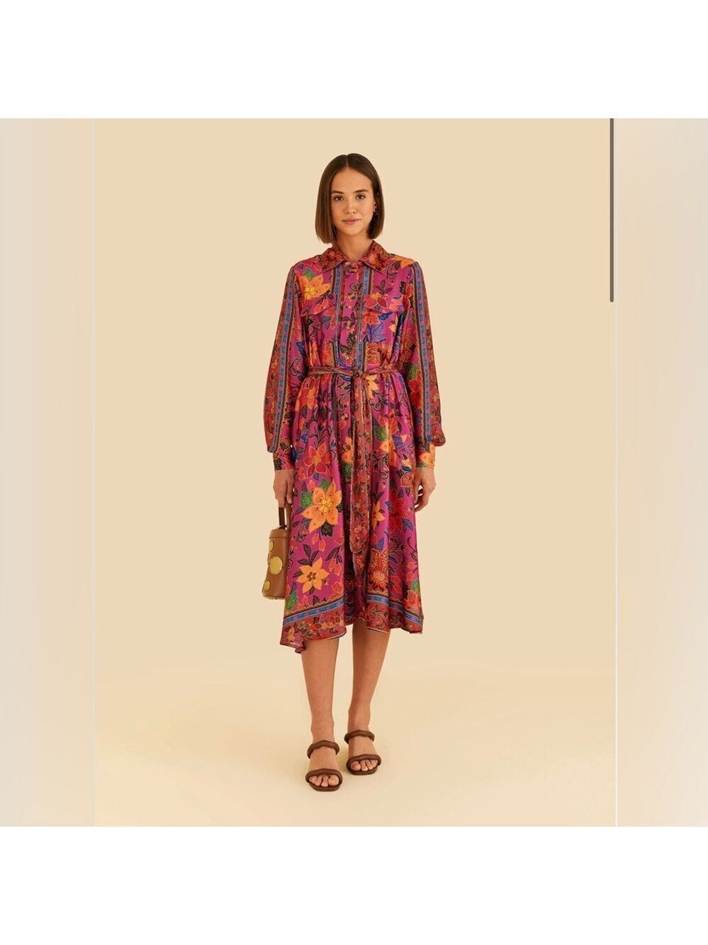 Farm Rio Pink Tropical Tapestry Lenzing™ Ecovero™ Viscose Shirtdress